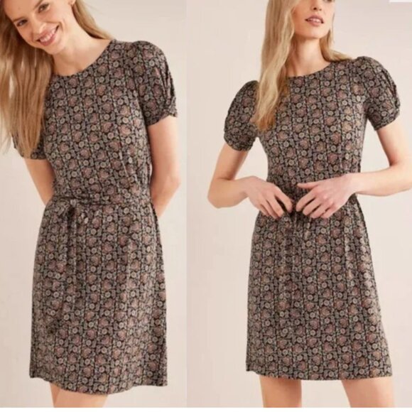 Boden Dresses & Skirts - NWT BODEN Puff Sleeve Tie Waist Fit & Flare Dress Block Paisley Size 4